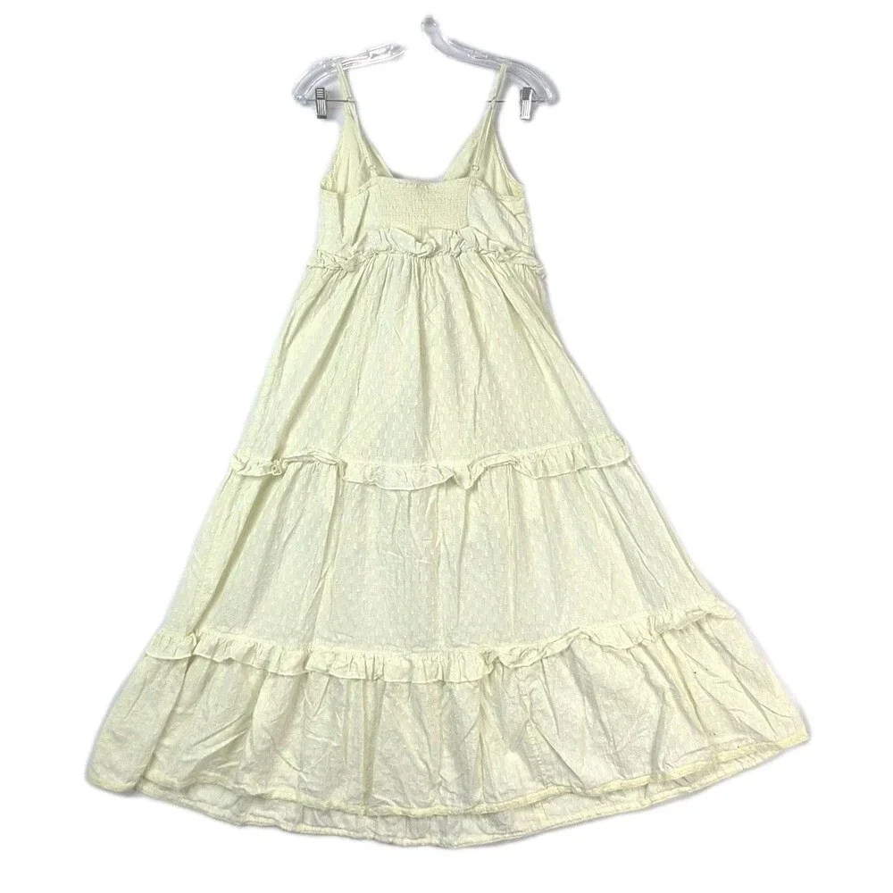 Free People Women Butter Yellow Sundress Tiered Boho Maxi Cottagecore Dress READ - Picture 7 of 9